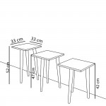 Τραπεζάκι Βοηθητικό ZURI Cordoba Μοριοσανίδα Ξύλο 33x33x52 33x33x47 33x33x42cm Σετ 3Τμχ c461050