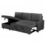 Γωνιακός καναπές κρεβάτι Infuse pakoworld με αποθηκευτικό χώρο με ανθρακί ύφασμα 203x130x88εκ c461155