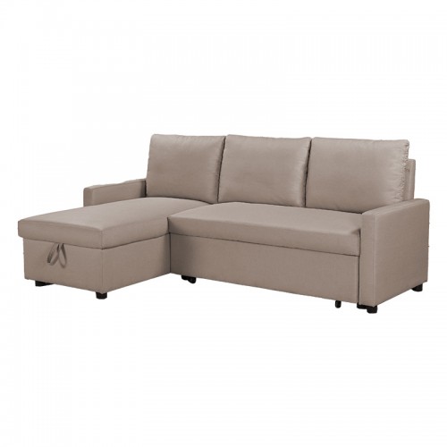 Γωνιακός καναπές κρεβάτι Infuse pakoworld με αποθηκευτικό χώρο μπεζ ύφασμα 203x130x88εκ c461156