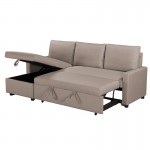 Γωνιακός καναπές κρεβάτι Infuse pakoworld με αποθηκευτικό χώρο μπεζ ύφασμα 203x130x88εκ c461156
