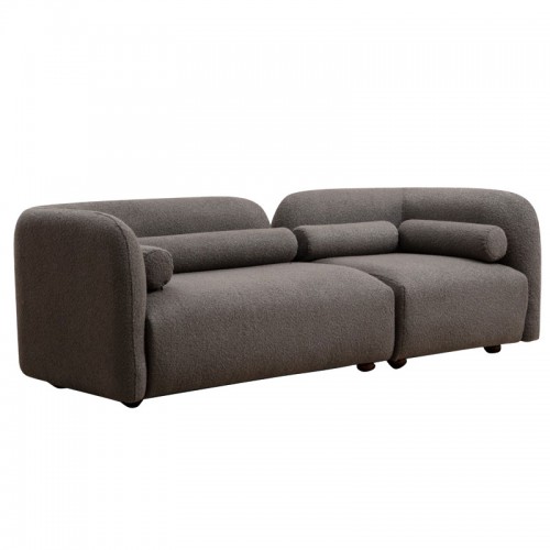 Καναπές 3θέσιος Tranquil pakoworld ύφασμα μπυκλέ γκρι 228x90x74εκ c461383