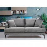 Καναπές 2θέσιοςFortune pakoworld βελούδο ανθρακί-μαύρο 175x90x88εκ c461489