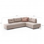 Γωνιακός καναπές κρεβάτι PWF-0517 pakoworld αριστερή γωνία ύφασμα κρεμ-καρυδί 282x206x85εκ c461502
