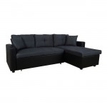 ΚΑΝΑΠΕΣ ΓΩΝΙΑ ΚΡΕΒΑΤΙ WAYNE 220x146x86Υεκ HM3028 01 ΓΚΡΙ ΜΕ ΜΑΥΡΟ PU c461646