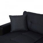 ΚΑΝΑΠΕΣ ΓΩΝΙΑ ΚΡΕΒΑΤΙ WAYNE 220x146x86Υεκ HM3028 01 ΓΚΡΙ ΜΕ ΜΑΥΡΟ PU c461646