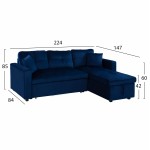 ΚΑΝΑΠΕΣ ΓΩΝΙΑ ΚΡΕΒΑΤΙ WAYNE 224x147x85Υεκ HM3028 18 ΒΕΛΟΥΔΟ ΜΠΛΕ c461652