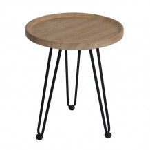 MATRIX Τραπεζάκι Σαλονιού Καθιστικού Μέταλλο Βαφή Μαύρο Ξύλο Φυσικό c461975