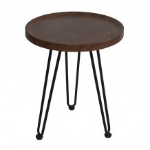 MATRIX Τραπεζάκι Σαλονιού Καθιστικού Μέταλλο Βαφή Μαύρο Ξύλο Καρυδί c461976