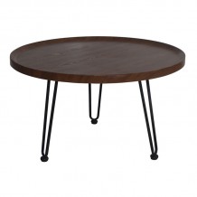 MATRIX Τραπεζάκι Σαλονιού Καθιστικού Μέταλλο Βαφή Μαύρο Ξύλο Καρυδί c461978