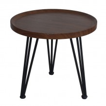 MATRIX Τραπεζάκι Σαλονιού Καθιστικού Μέταλλο Βαφή Μαύρο Ξύλο Καρυδί c461980