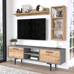 Έπιπλο τηλεόρασης Meglio μελαμίνη atlantic pine ανθρακί 138x29x44 1cm c462474