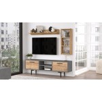 Έπιπλο τηλεόρασης Meglio μελαμίνη atlantic pine ανθρακί 138x29x44 1cm c462474