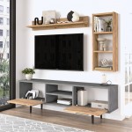 Έπιπλο τηλεόρασης Meglio μελαμίνη atlantic pine ανθρακί 138x29x44 1cm c462474