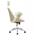 Καρέκλα γραφείου διευθυντή Fern pakoworld PU λευκό-ξύλο φυσικό c462543