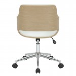 Καρέκλα γραφείου εργασίας Fern pakoworld PU λευκό ξύλο φυσικό c462544