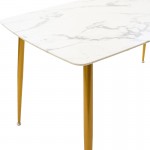 Τραπέζι Paris pakoworld οβάλ γυαλί 8mm λευκό μαρμάρου-χρυσό 150x80x75εκ c462643