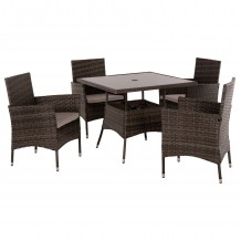 ΣΕΤ ΤΡΑΠΕΖΑΡΙΑΣ ΕΞΩΤ ΧΩΡΟΥ 5ΤΜΧ HM5965 ΚΑΦΕ RATTAN-ΜΕΤΑΛΛΙΚΟΣ ΣΚΕΛΕΤΟΣ-ΓΥΑΛΙΝΗ ΕΠΙΦΑΝΕΙΑ c462967