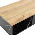Τραπέζι σαλονιού Moses pakoworld χρώμα sonoma-μαύρο μαρμάρου 90x54x37 5εκ c462996