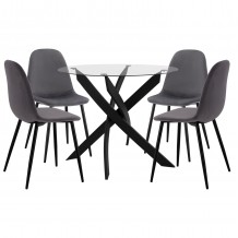 ΣΕΤ ΤΡΑΠΕΖΑΡΙΑΣ 5 ΤΜΧ HM11095 01 ΤΡΑΠΕΖΙ Φ90X74Υεκ 4 ΚΑΡΕΚΛΕΣ LEONARDO ΓΚΡΙ c463118