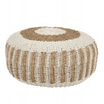 ΠΟΥΦ ΣΚΑΜΠΟ SARONI HM7851 01 SEAGRASS ΣΕ ΦΥΣΙΚΟ-ΛΕΥΚΟ ΧΡΩΜΑ Φ60x35Yεκ c463443