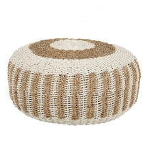 ΠΟΥΦ ΣΚΑΜΠΟ SARONI HM7851 01 SEAGRASS ΣΕ ΦΥΣΙΚΟ-ΛΕΥΚΟ ΧΡΩΜΑ Φ60x35Yεκ c463443