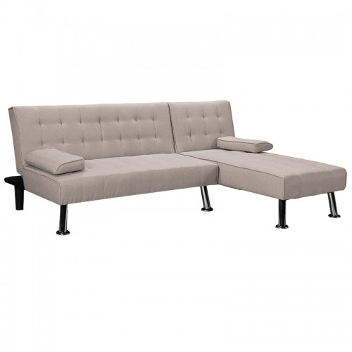Γωνιακός καναπές-κρεβάτι αριστερή γωνία Brisk pakoworld καφέ-γκρι ύφασμα 200x146x75εκ c463717