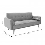 Καναπές-κρεβάτι Success pakoworld 3θέσιος βελούδο γκρι 190x80x84εκ c463724