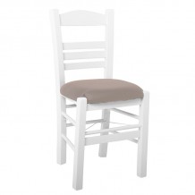 ΣΙΦΝΟΣ Καρέκλα Οξιά Βαφή Εμποτισμού Λάκα Άσπρο Κάθισμα Pu Cappuccino c463842