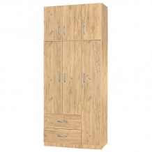 Ντουλάπα τρίφυλλη και πατάρι Zelia pakoworld φυσικό 90x42x240εκ c464248