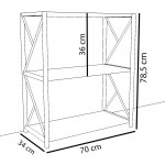 Βιβλιοθήκη JAWARA Δρυς Μοριοσανίδα Μέταλλο 70x34x78 5cm c464284