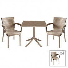 Τραπεζαρία κήπου Groovy-Festive pakoworld σετ 5τεμ PP cappuccino 80x80x74 5εκ c464323