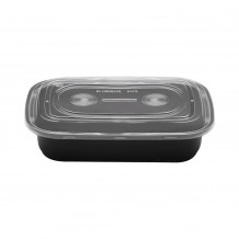 Σκεύος PP μικροκυμάτων American Style 1000cc μαύρο με διάφανο καπάκι Intertan - Σετ 50 c464342