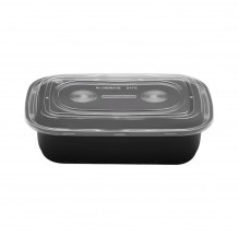 Σκεύος PP μικροκυμάτων American Style 1250cc μαύρο με διάφανο καπάκι Intertan - Σετ 50 c464343