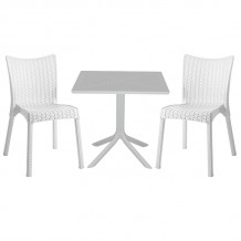 Τραπεζαρία κήπου Groovy-Confident pakoworld σετ 3τεμ PP λευκό 80x80x74 5εκ c464897