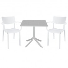 Τραπεζαρία κήπου Groovy-Fontline pakoworld σετ 3τεμ PP λευκό 80x80x74 5εκ c464899