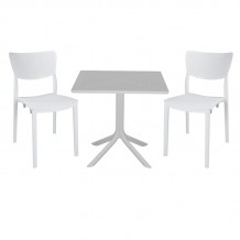 Τραπεζαρία κήπου Groovy-Ignite pakoworld σετ 3τεμ PP λευκό 80x80x74 5εκ c464901
