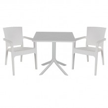 Τραπεζαρία κήπου Groovy-Halcyon pakoworld σετ 3τεμ PP λευκό 80x80x74 5εκ c464903