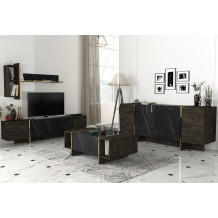 Σετ σαλονιού Verona μαύρο χρυσό 180x32 3x45cm μελαμίνη c465432 Σετ σαλονιού Verona μαύρο χρυσό 180x32 3x45cm μελαμίνη c465432