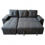 MONTREAL Nabuk Καναπές Κρεβάτι Γωνία Αναστρέψιμη με Αποθηκευτικό Χώρο Σκούρο Γκρι c466193