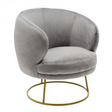 Πολυθρόνα Rony pakoworld βελούδο γκρι-χρυσό 78x75x82εκ c466702