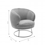 Πολυθρόνα Rony pakoworld βελούδο γκρι-χρυσό 78x75x82εκ c466702