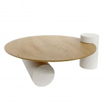 ASSYMETRON COFFEE TABLE ΦΥΣΙΚΟ ΓΚΡΙ ΑΝΟΙΧΤΟ 110x110xH41cm c466734