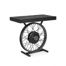 WHEEL SIDE TABLE ΜΑΥΡΟ ΑΣΗΜΙ 61x36xH56cm c467054