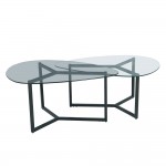 ROCKS COFFEE TABLE SET 2ΤΕΜ ΔΙΑΦΑΝΟ FUME ΜΑΥΡΟ 82 82x59 59xH40 36 5cm c467065