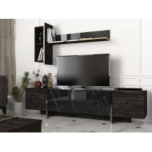 Έπιπλο tv Verona 180x32 3x45cm μαύρο χρυσό χρώμα μελαμίνη c467519 Έπιπλο tv Verona 180x32 3x45cm μαύρο χρυσό χρώμα μελαμίνη c467519