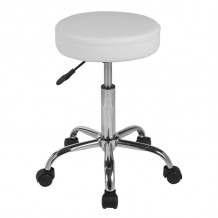 GLORY Σκαμπό Βάση Χρώμιο PU Άσπρο Ρυθμιζόμενο Ύψος Περιστρεφόμενο Τροχήλατο SET 2τμχ c469183