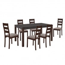 SIENNA Set 1 6 Τραπεζαρίας - Κουζίνας Σκούρο Καρυδί Melamine Greystone Ύφασμα Μπεζ c469184 SIENNA Set 1 6 Τραπεζαρίας - Κουζίνας Σκούρο Καρυδί Melamine Greystone Ύφασμα Μπεζ c469184