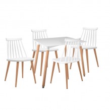 LAVIDA-ART Τραπεζαρία Τραπέζι 80x80 Οξιά MDF 4 Καρέκλες Μέταλλο Βαφή Φυσικό PP Άσπρο c469193 LAVIDA-ART Τραπεζαρία Τραπέζι 80x80 Οξιά MDF 4 Καρέκλες Μέταλλο Βαφή Φυσικό PP Άσπρο c469193
