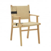 Πολυθρόνα Olivier pakoworld ξύλο οξιάς φυσικό μαύρο-έδρα φυσικό σχοινί 62x60x85εκ c469593