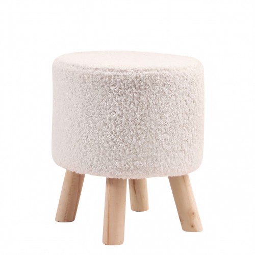 Σκαμπό CATTLEYA Με Ξύλινα Πόδια Λευκό Ύφασμα Cashmere 35x35x40cm c470203